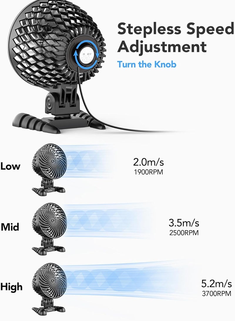 AaoLin USB Desk Fan, Table Fan with CVT Variable Speeds, Quiet Portable, Desktop Mini Personal Fan for Room, Home, Office (Black-02) - Image 2